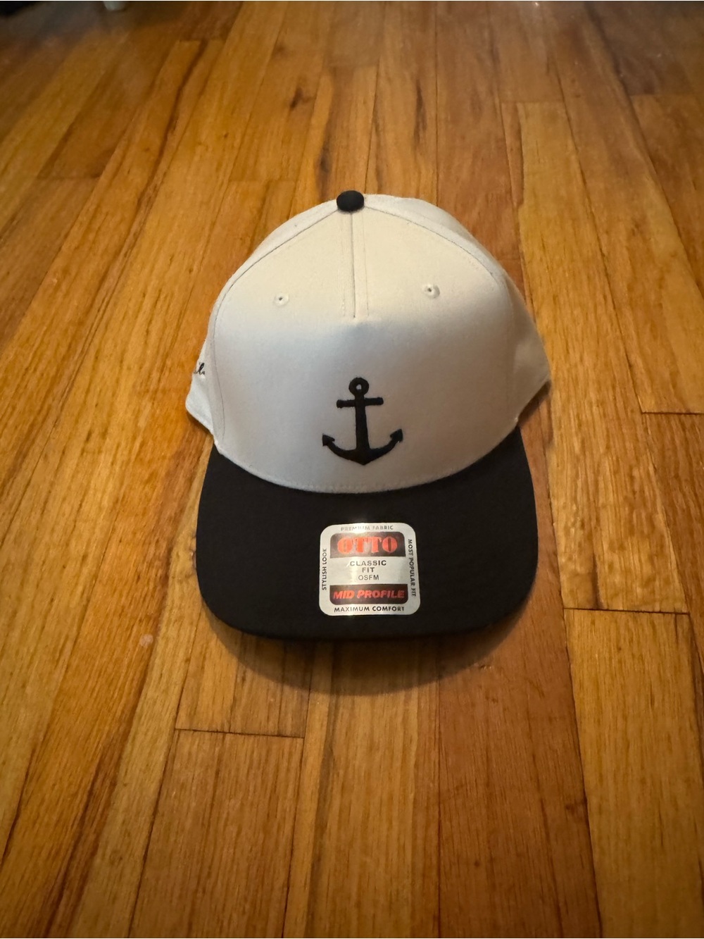 Montauk Anchor Baseball Cap - White & Black